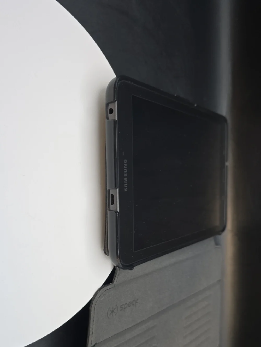 Samsung Galaxy Tab-E Black Tablet with Gray Folio Case